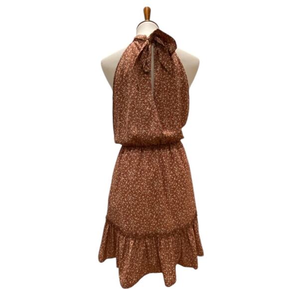 Womens Large Dress Boho Fall Halter Dress Cottage Babydoll Dress Tie Neck Cut Ou - Picture 5 of 12